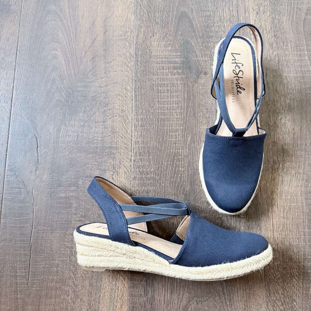 NIB LifeStride Katrina 2 Espadrille Wedge Sandal | Navy | 7.5 - Picture 5 of 8